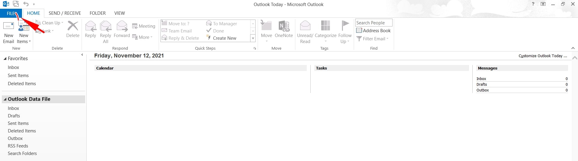 سربرگ File در نرم‌افزار Outlook