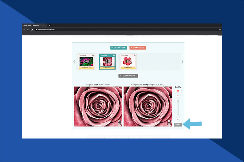 کم کردن حجم عکس با سایت Image Compressor