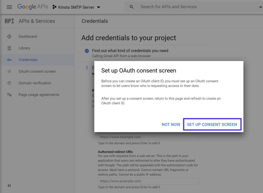 ایجاد OAuth consent screen