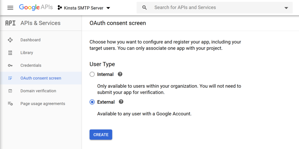 ایجاد External consent screen