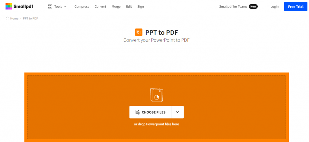 تبدیل پاورپوینت به PDF در Smallpdf.com