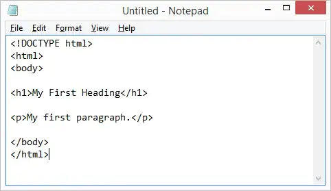 ویرایش HTML در Notepad