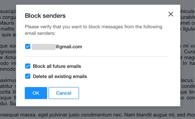 حذف ایمیل‌های تبلیغاتی در یاهو میل - گام دوم