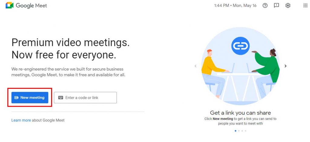 راهنمای جلسه آنلاین در گوگل میت