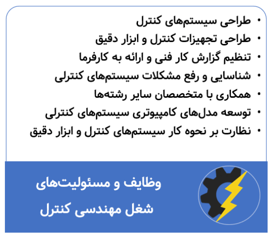 وظایف و مسئولیت های شغل مهندسی کنترل